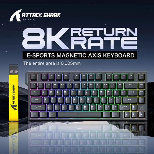 ATTACK SHARK R82 HE 75% Magnetic Keyboard 8000Hz Rapid Trigger 0.005mm RT 0.08ms Latency RGB Wired Gaming Keyboard
