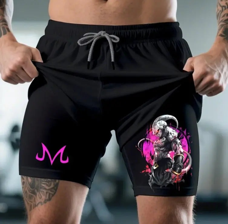 2026 Summer Dragon Ball Z Magic Man Buu (pure Form) 3D Printed Double Fake Two Sports Loose Breathable Quick Dry Shorts