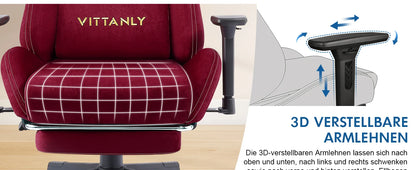 Vittanly Gaming Chair Ergonomic Office Chair with Footrest, Breathable Fabric Adjustable Rotating Computer Chair with 3D Armrests for Gaming & Work