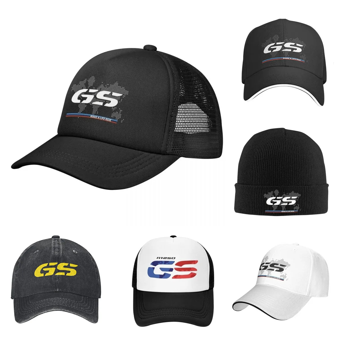 GS Weltkarte Motorrad-Trucker-Cap Herrenmode-Hüte Sonnenkappen Angelhut Atmungsaktive Baseballkappen aus Polyester-Netzgewebe für den Sommer