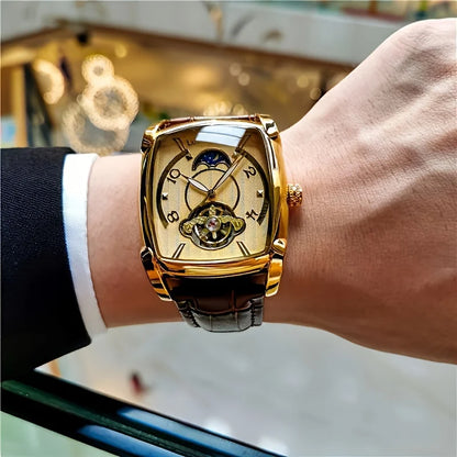 [Orologio meccanico di lusso con tourbillon] Orologio meccanico di lusso con tourbillon leggero da uomo – Modello di alta gamma completamente automatico, con design «scheletrato» di tendenza, ideale per un look professionale o