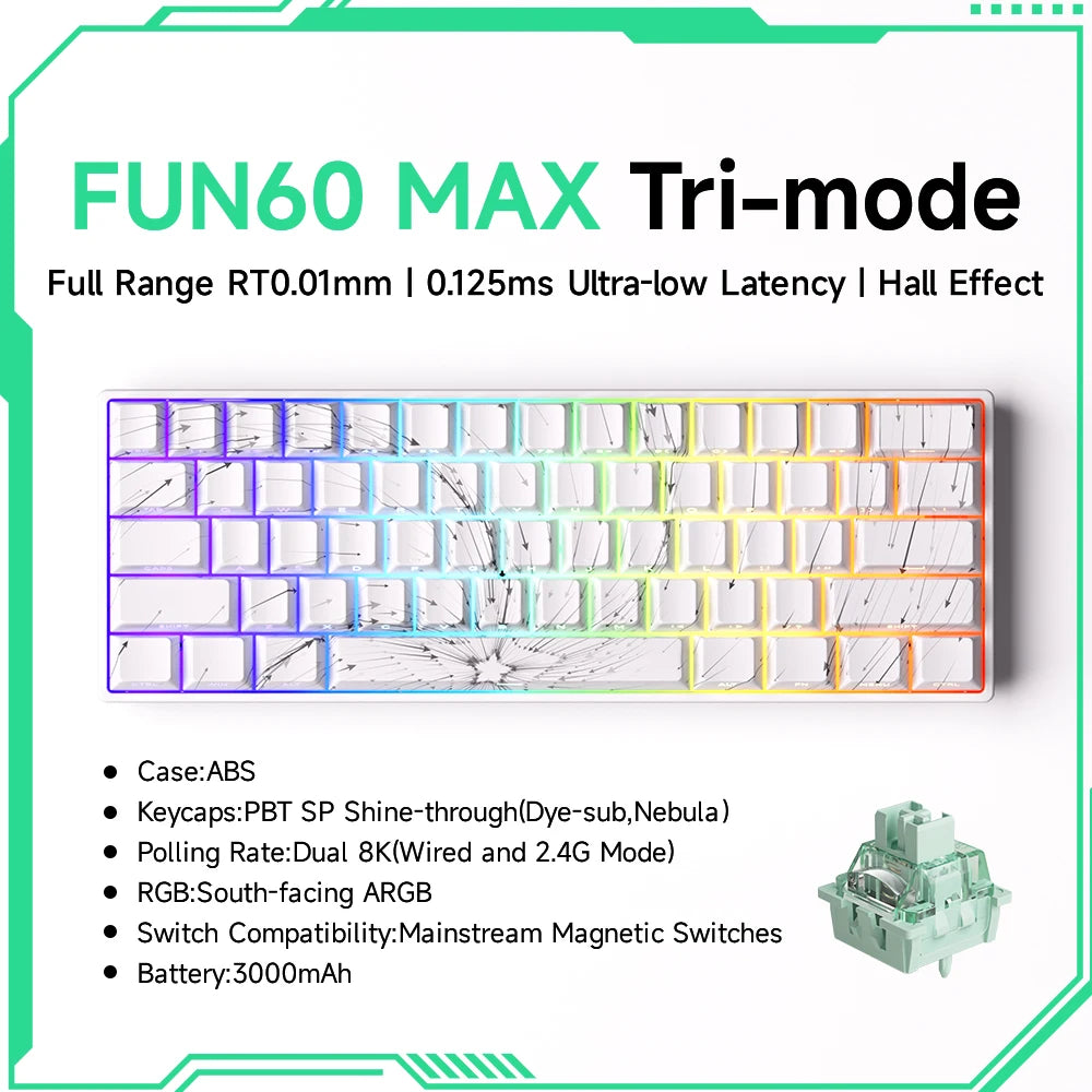 Akko MonsGeek FUN60 PRO&MAX HE Machanical Keyboard Magnetic Switch 60%  Gaming Keyboard Rapid Trigger 8K Custom Keyboard
