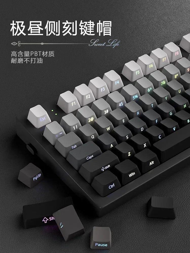2025 Original Daylight PBT Translucent Keycaps Set – 136 OEM Side-Engraved Keycaps for 60/84/98/108 Mechanical Keyboards, MX Switch Compatible