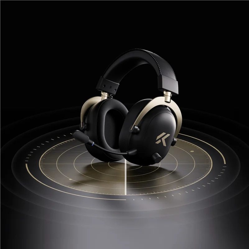 Auriculares gaming inalámbricos MCHOSE V9 Turbo con sonido envolvente 7.1, RGB, auriculares esports con drivers de 60mm, micrófono con cancelación de ruido y base de carga