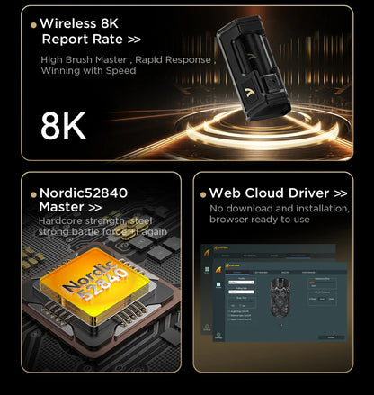 ATTACK SHARK R5 Tri-mode Ultra Wireless Gaming Mouse Carbon Fiber 8K ,PAW3950MAX ,8000Hz Wireless Polling Rate, DPI up to 42000
