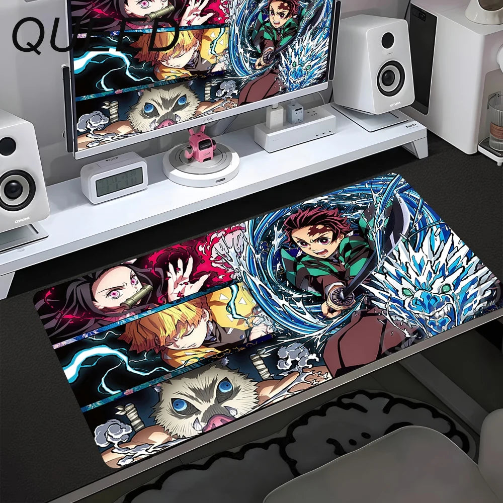 Schreibtischunterlage für Computer und Tastatur, Anime-Mauspad, Kawaii-Mädchen, 900x400mm, Gummi, rutschfest, Demon Slayers, XL