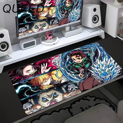 Schreibtischunterlage für Computer und Tastatur, Anime-Mauspad, Kawaii-Mädchen, 900x400mm, Gummi, rutschfest, Demon Slayers, XL