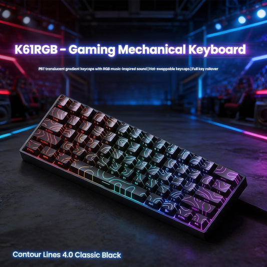 K61 Wired Portable Mechanical Keyboard, Phantom RGB Colorful, Gaming-grade Response, Ergonomic Design, Gaming Office Usable