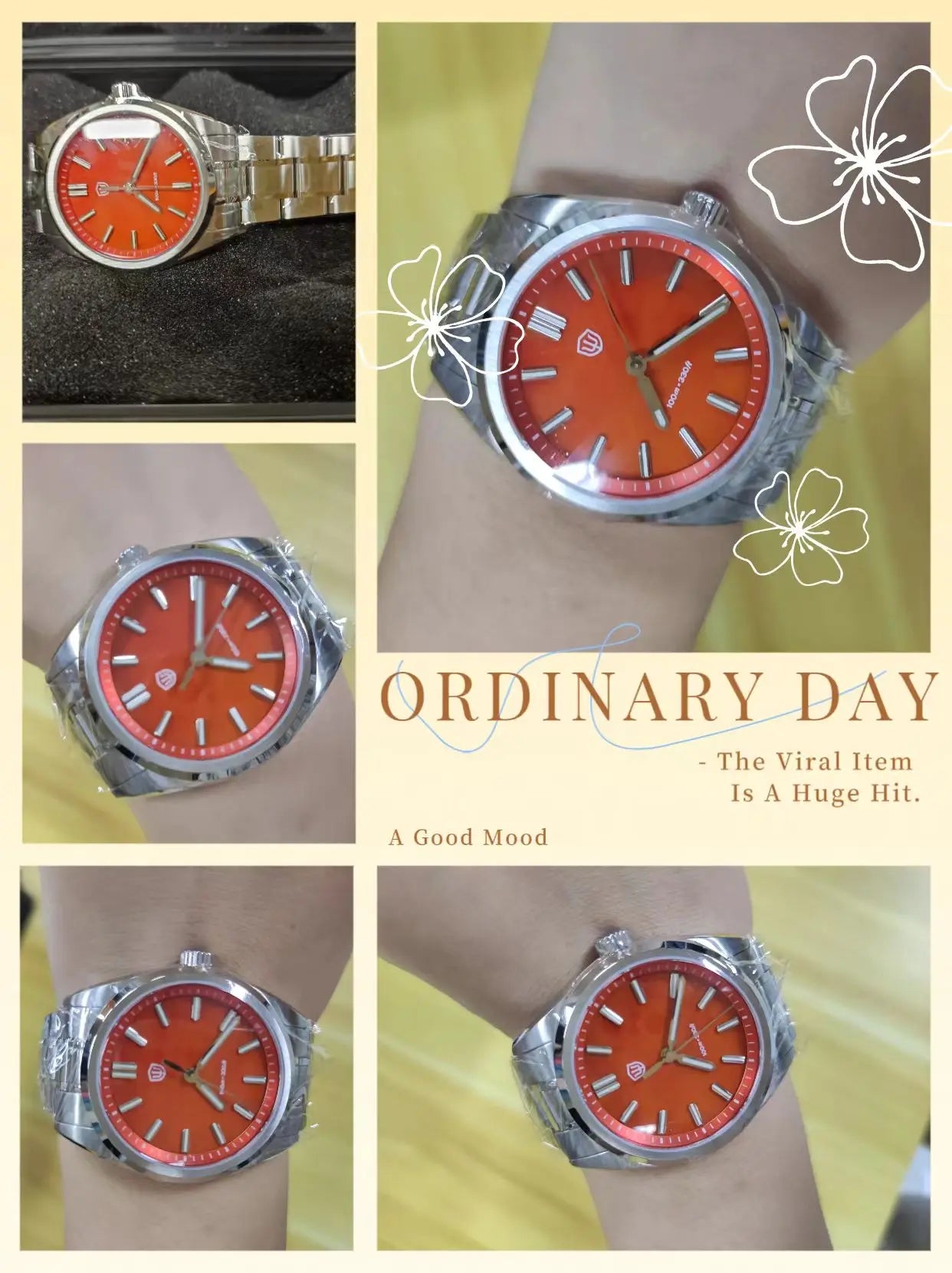 Watchdives WD0003B ‌Aventurine Dial Watch VH31 Quartz Movement Sapphire Crystal Luminous 100m Waterproof 36mm Vintage Watches