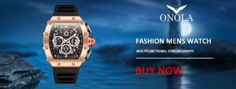 Luxury men's watch onola plastic transparent hollow full automatic mechanical watches men waterproof clock