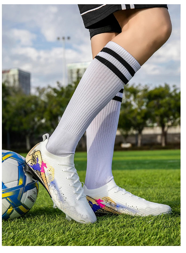 Chaussures de football pour homme, gazon, ultralégères, sportives et confortables, pour adulte, antidérapantes, crampons d'extérieur, sport, futsal, entraînement, match