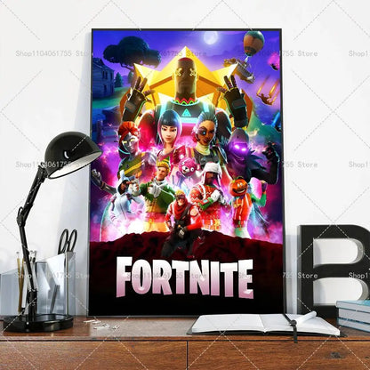 F-Fortnites-Game beliebtes Poster, selbstklebender Kunst-Wandsticker aus wasserfestem Papier für Café, Bar und Zimmerdekor