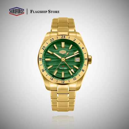 HEROFORCE Business Quartz Watch Men Clock GMT Date Luxury Man Wristwatch Waterproof Luminous Stainless Steel Men's Watches Reloj