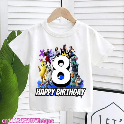 Fortnites Kids T-shirts Birthday Number 1-10 Printed T-shirt Boys Summer Casual Short Sleeves Sports Tops Children's Clothing