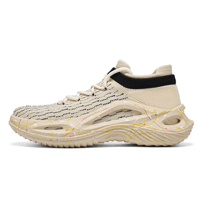 Chaussures de sport pour homme en maille légère et souple, semelle épaisse, antidérapantes, chaussures de tennis à lacets, pour le fitness en plein air et la course à pied au printemps