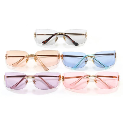 Light Luxury Frameless Curved Metal Sunglasses Personalized Y2k Fashion Women's Sunglasses Outdoor Leisure Vacation Sunglasses