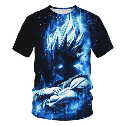 T-shirt Dragon Ball para Criança, Top Tee com Figuras de Anime Son Goku Super Saiyan, T-shirt para Rapaz, Roupa Infantil de Verão de Manga Curta