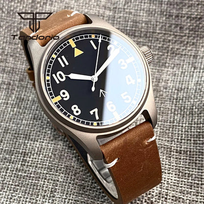 Tandorio Titanium NH35A 39mm Automatic Pilot Dive Watch for Men 20BAR Sapphire Ultralight Waterproof Wristwatch Green Luminous