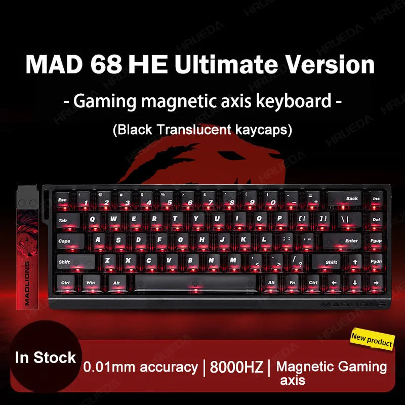 MADLIONS Mad 60he Mad60HE Mad 68HE mechanische Tastatur mit Magnetschaltern, kabelgebunden, Hot-Swap, 8K-Polling-Rate, personalisierte Gaming-Tastatur