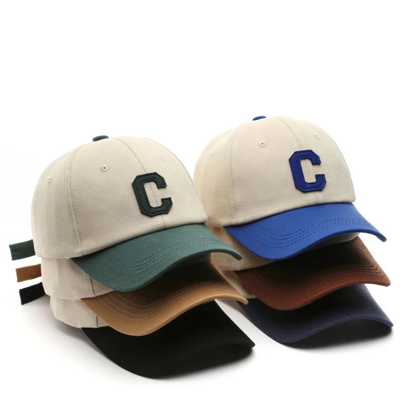 Vintage-Baseballkappe mit gesticktem „C“ | Zweifarbiges Design, verstellbarer Riemen, Unisex für Männer und Frauen