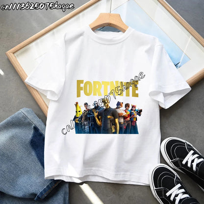 Summer New Fortnites Children T-shirts Cartoon Figure Graphic T-shirt Casual Sports Short Sleeves Sports Tops Kids Boys Clothing