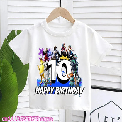 Fortnites Kids T-shirts Birthday Number 1-10 Printed T-shirt Boys Summer Casual Short Sleeves Sports Tops Children's Clothing