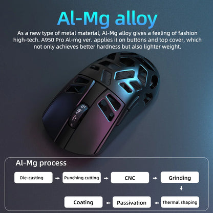 DAREU Al-mg Tri-mode 8Khz PBT Wireless Gaming Mouse Quick Charge PAW3950 30000 DPI Lightweight for PC Gamer