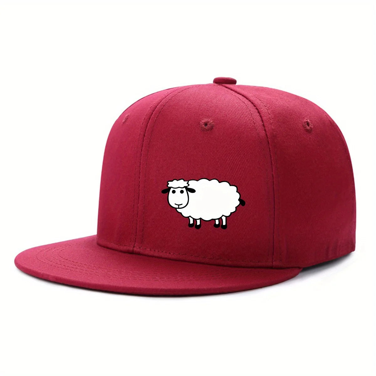 Unisex-Baseballkappe mit verstellbarem Riemen – Streetstyle-Kappe mit flachem Schirm und Schafsmuster – Lässige, vielseitige und personalisierbare Kappe