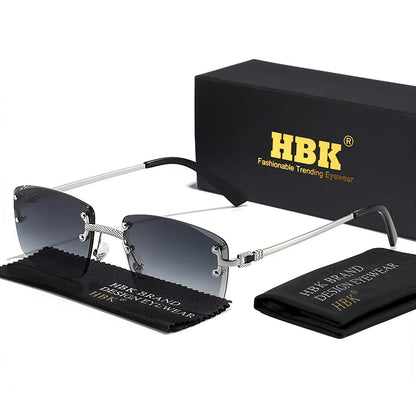 HBK Čtvercové bezrámové sluneční brýle pro ženy, TOP kvalita, retro kovové sluneční brýle pro muže, luxusní, na večírky i do práce, s přechodovými skly