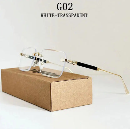 Čtvercové sluneční brýle pro ženy, trendy vintage designové bezrámové sluneční brýle pro muže, módní brýle na dovolenou, Lentes De Sol Mujer
