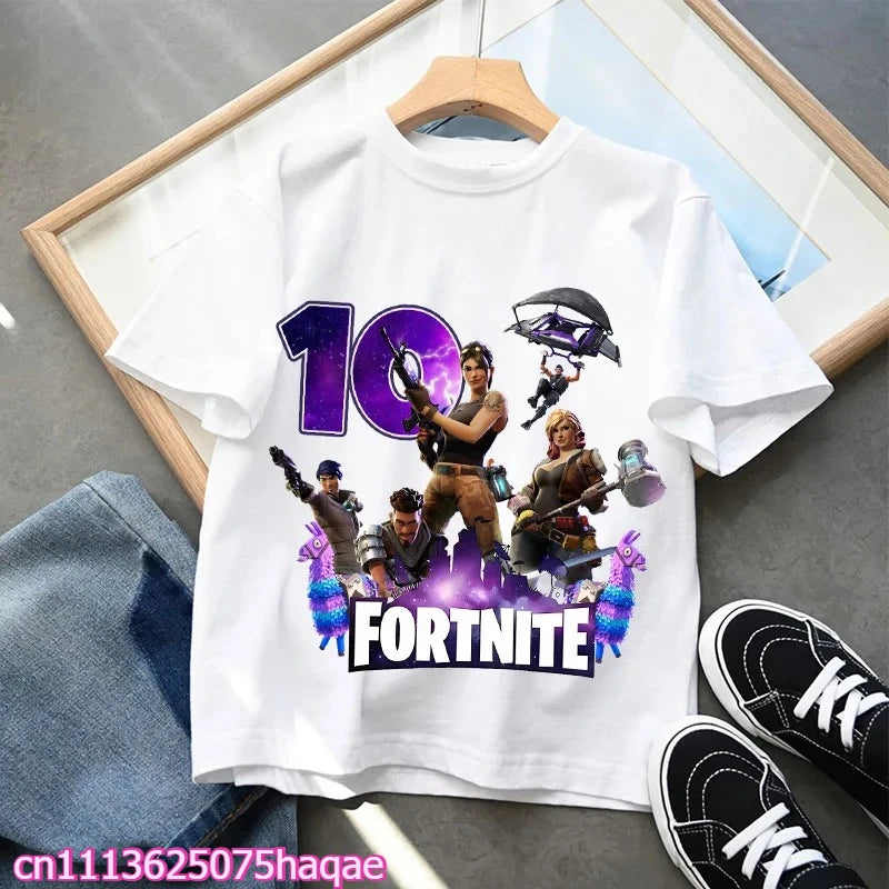 Fortnites Kids T-shirts Birthday Number 1-10 Printed T-shirt Boys Summer Casual Short Sleeves Sports Tops Children's Clothing