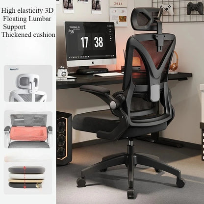 Ergonomic Gaming Chair with 3D Lumbar Support, Breathable Mesh Office Chair, Adjustable Swivel Racing Chair with Armrests for Home & Work
