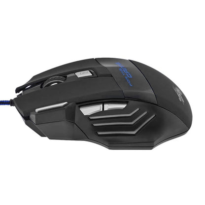 Rato Gaming com Fio, Retroiluminação de 7 Cores, 5500 DPI Ajustáveis, Preto, Rato Ótico com Fio para PC Gamer e Computador de Secretária