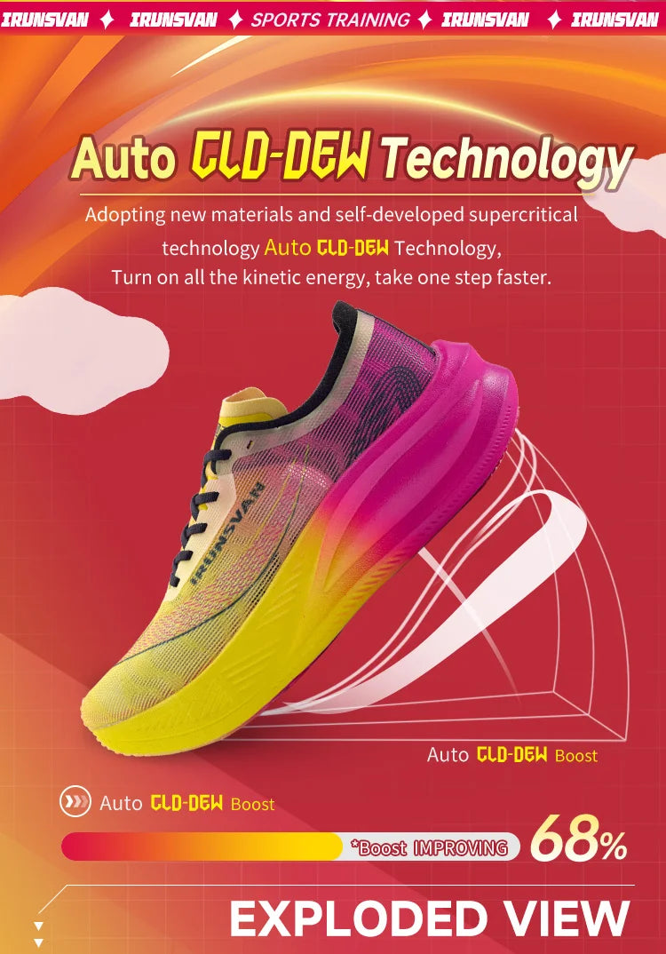 IRUNSVAN Carbon Plate Marathon Running Shoes, Professional Stable Support, Shock Absorption, Ultra-Light Rebound Sports Shoes