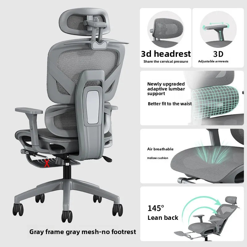 UVR Office Chair Sedentary Comfortable Reclining Stool Ergonomic Design Armchair Swivel Adjustable Computer Gaming Chair