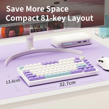 AJAZZ AK820 75% kabelgebundene mechanische Tastatur: Hot-Swap-fähig, RGB-/Weiß-/Eisblau-Hintergrundbeleuchtung, Steuerung per Lautstärkeregler | Für Büro & Gaming