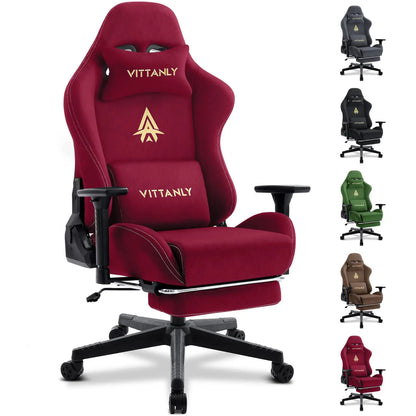 Vittanly Gaming Chair Ergonomic Office Chair with Footrest, Breathable Fabric Adjustable Rotating Computer Chair with 3D Armrests for Gaming & Work