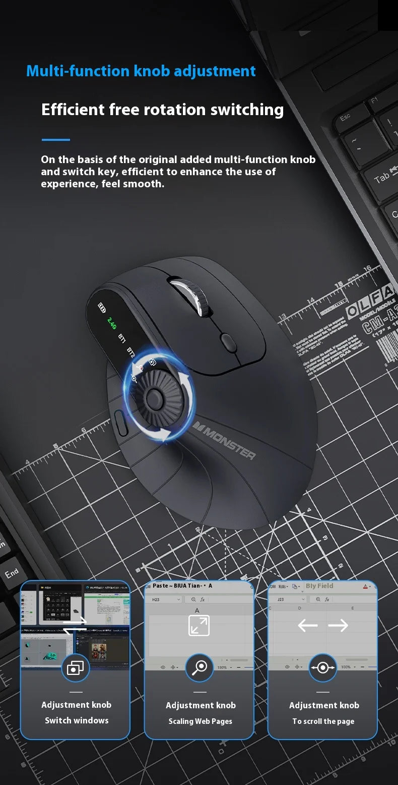 Monster M2 PRO MAX Gaming Mouse Rechargeable Dual Mode DPI Lightweight Custom & Comfortable Ergonomic Wireless Mouse Sensitive