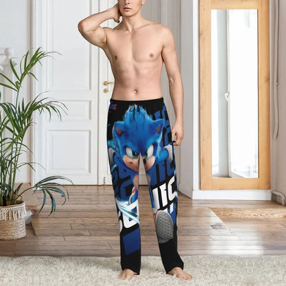 Custom Print Men's Soniced Pajama Pants Hedgehog Game Sleepwear Sleep Lounge Bottoms with Pockets