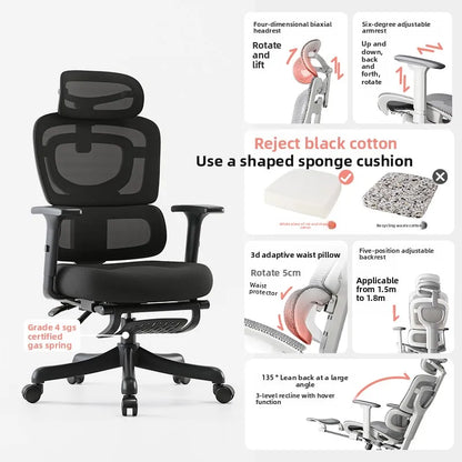 Ergonomic Office Chair with Lumbar Support, Adjustable Height Gaming Chair, Comfortable Computer Chair with Swivel Recliner Design for Home & Office