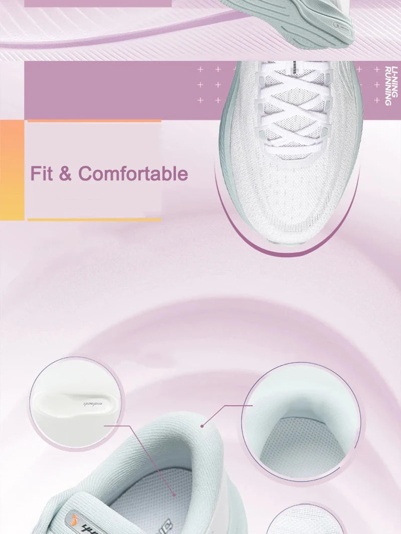 Li-Ning Women's YUEYING 5 Optimized Cushion Running Shoes with Wide Toe Box TEMPO BOUNCE Reflective LiNing Sneakers ARHW004