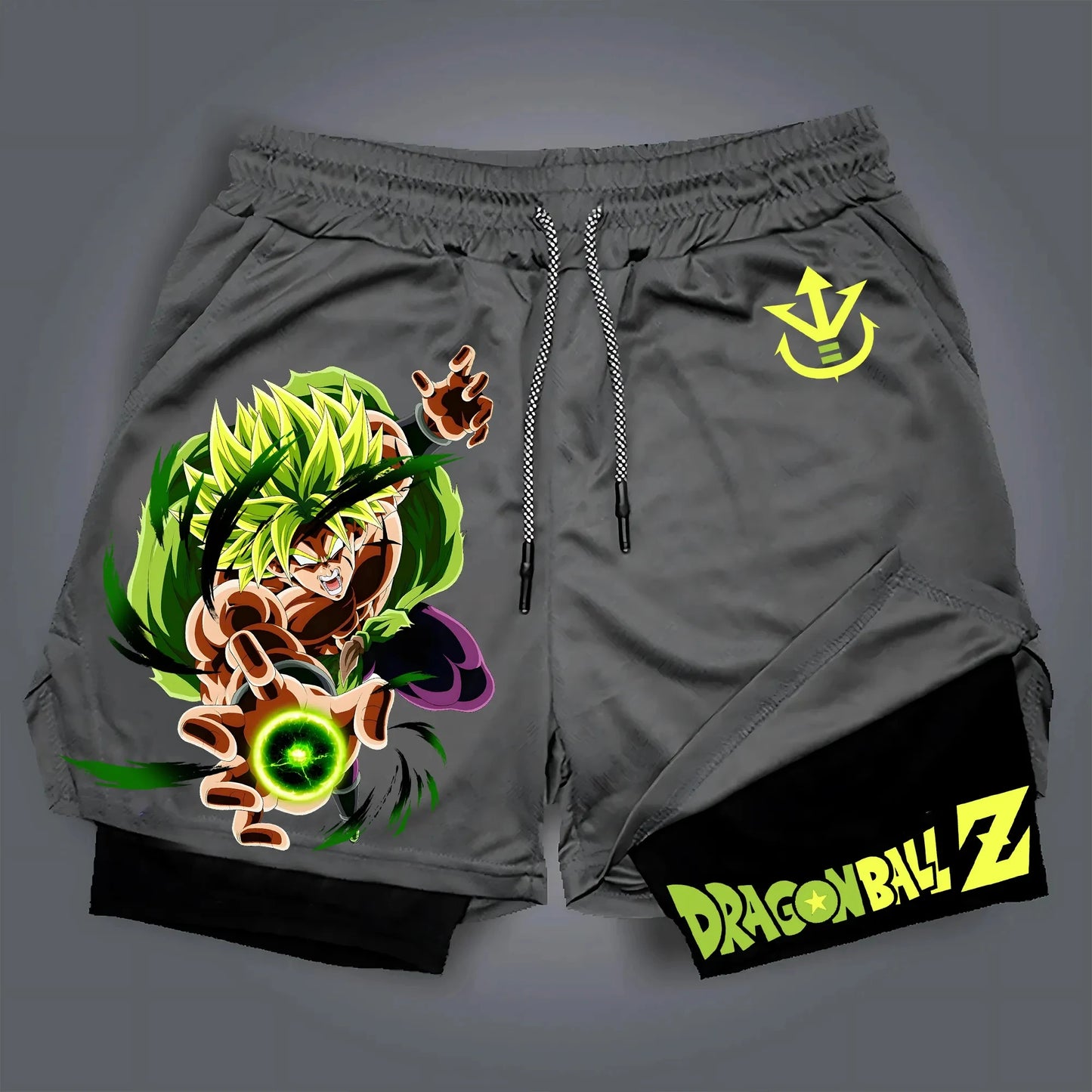 2026 New Summer Dragon Ball Oversized 2-in-1 Shorts High Quality Cotton Broly Super Saiyan Print Unisex Casual Shorts for Adults