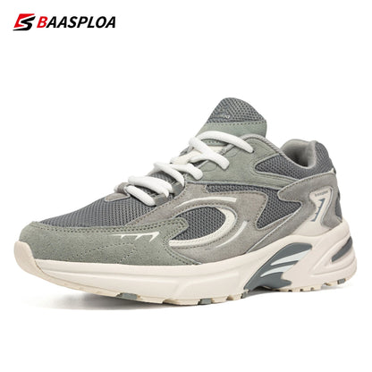 Baasploa Nieuwe hardloopschoenen voor heren, outdoor, modieus, lichtgewicht sportschoenen van mesh, casual herenschoenen, ademend, antislip wandelschoenen