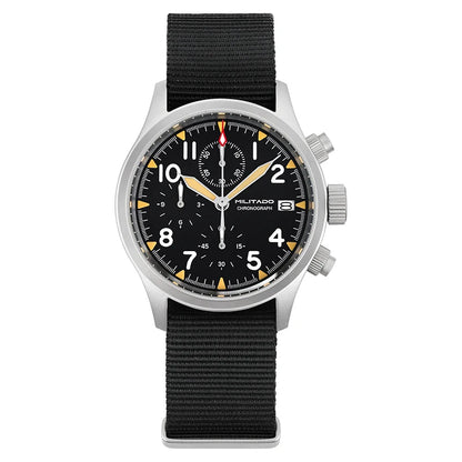 Militado ML1868KF Retro VK67 Quartz Chronograph Watch Stainless Steel Case 3 Dial Waterproof 100M  Multifunction Military Watch