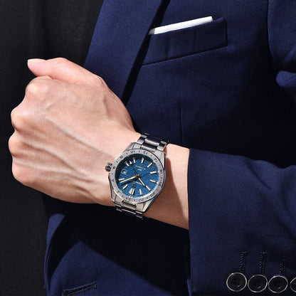 Pagani Design Men's Luxury GMT Automatic Watch Stainless Steel Case Sapphire Glass 100m Waterproof Mechanical Business Watch