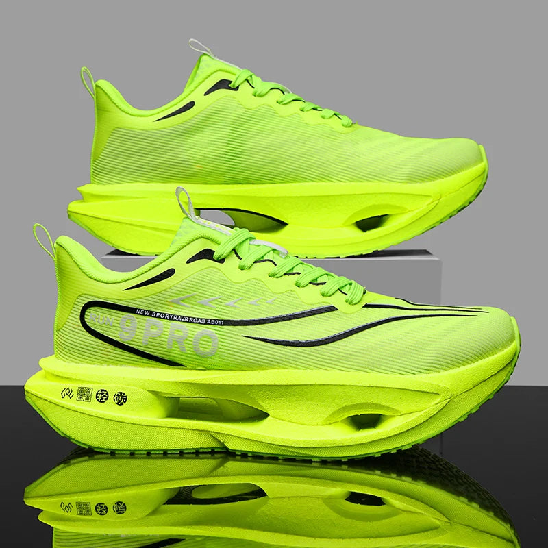 Herr-sneakers med kolplatta, utomhus-sportskor i mesh med mjuk sula, löparskor, lätta, halksäkra, vardagsskor för par, tennisskor