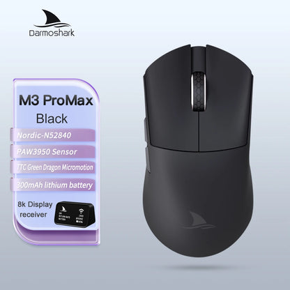 Darmoshark M3Pro gamingmus 2.4G BT trådlös tri-mode PAW3395-sensor N52840 26000DPI för stora händer makrodrivrutin mus för gaming