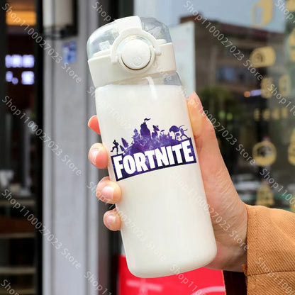 Bicchiere con cannuccia Fortnite da 400ML e 18CM per adulti, ragazzi e ragazze, graziosa tazza per acqua con motivo cartoon per studenti, bottiglia d’acqua resistente agli urti, portatile, idea regalo