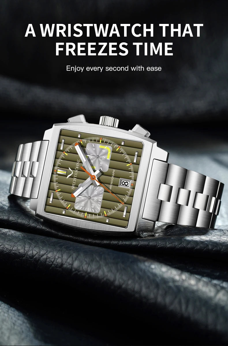 Specht&Sohne Men's Watch Luxury Brand Waterproof Stainless Steel Leather Japan VK Multifunctional Quartz Watch