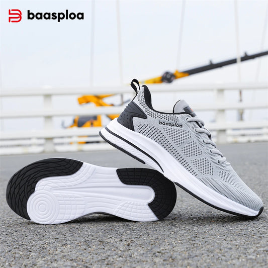 Baasploa Running Shoes Men's New Casual Lightweight Designer Mesh Sneakers Male Outdoor Breathable Lace-Up Sports Walking Shoes